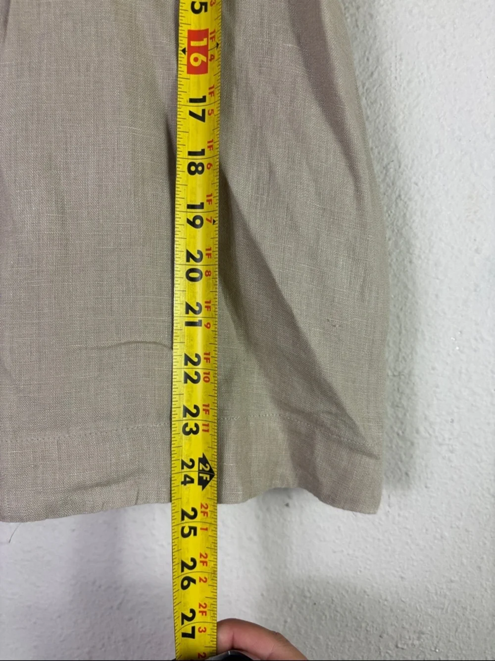 J. Crew 100% linen short flutter sleeve notched v-neck shirt tan size small